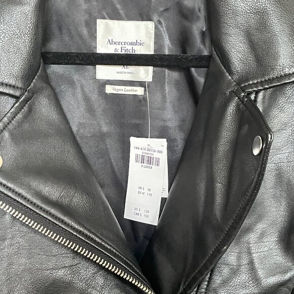 Abercrombie & Fitch Vegan Leather Moto Jacket sz XL - Picture 5 of 7